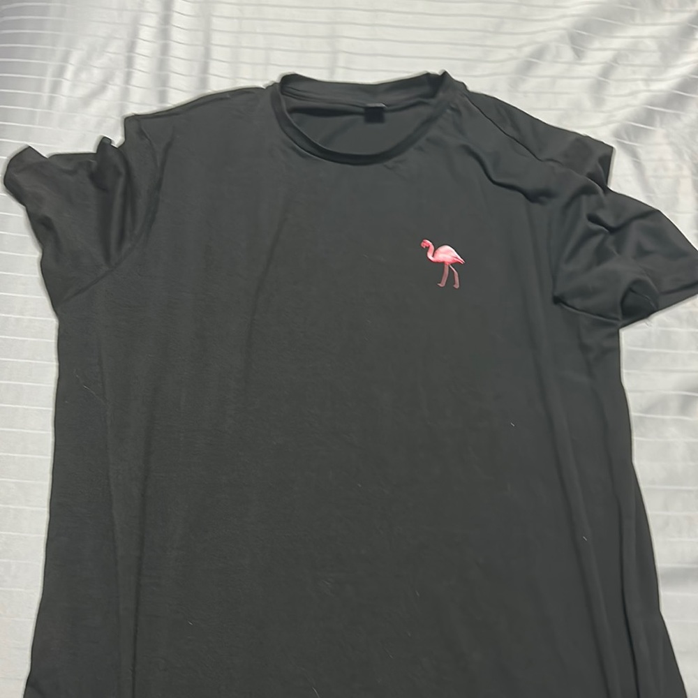Pink flamingo black shirt size large